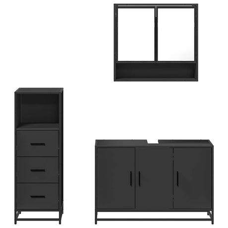 3 Piece Bathroom Furniture Set Engineered Wood