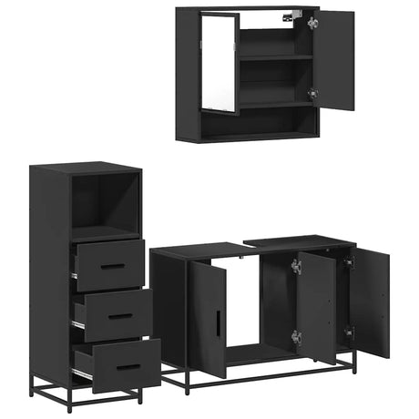 3 Piece Bathroom Furniture Set Engineered Wood