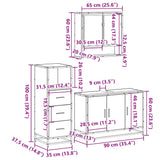 3 Piece Bathroom Furniture Set Engineered Wood