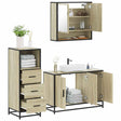 3 Piece Bathroom Furniture Set Engineered Wood