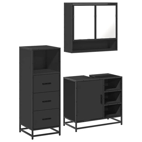 3 Piece Bathroom Furniture Set Engineered Wood