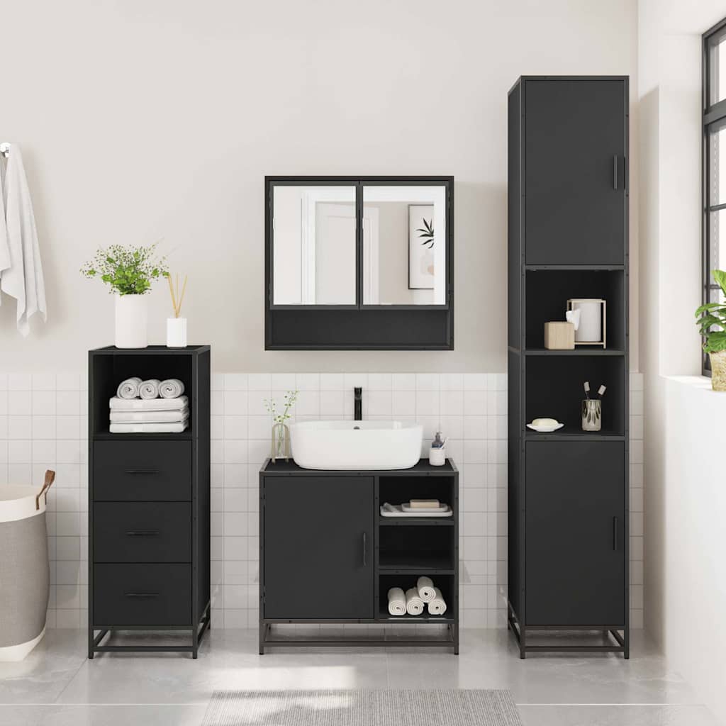 3 Piece Bathroom Furniture Set Engineered Wood