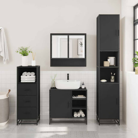 3 Piece Bathroom Furniture Set Engineered Wood
