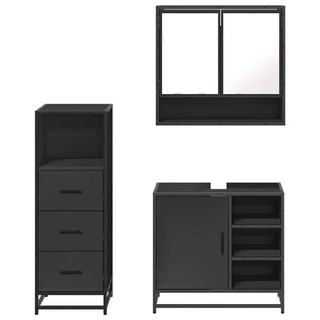 3 Piece Bathroom Furniture Set Engineered Wood