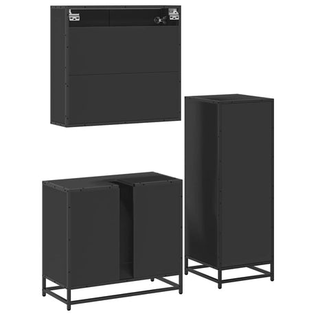 3 Piece Bathroom Furniture Set Engineered Wood