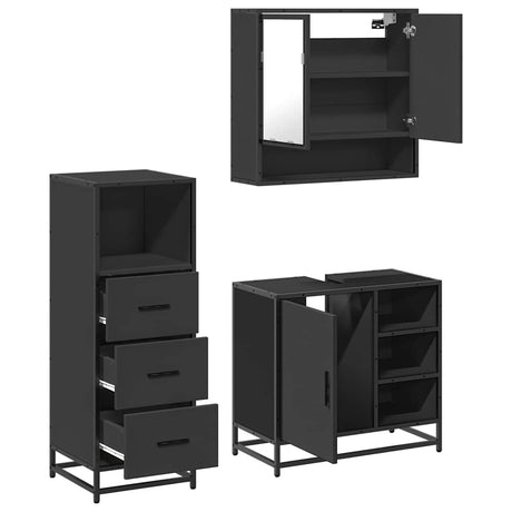 3 Piece Bathroom Furniture Set Engineered Wood