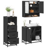3 Piece Bathroom Furniture Set Engineered Wood