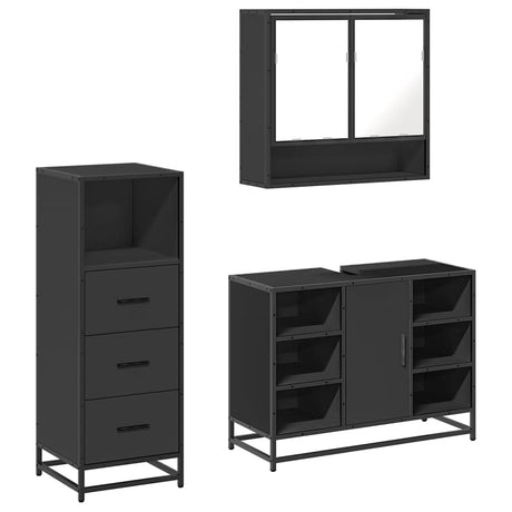 3 Piece Bathroom Furniture Set Engineered Wood