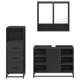 3 Piece Bathroom Furniture Set Engineered Wood