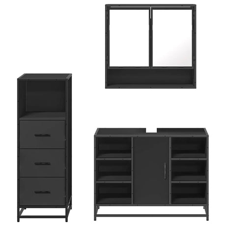3 Piece Bathroom Furniture Set Engineered Wood
