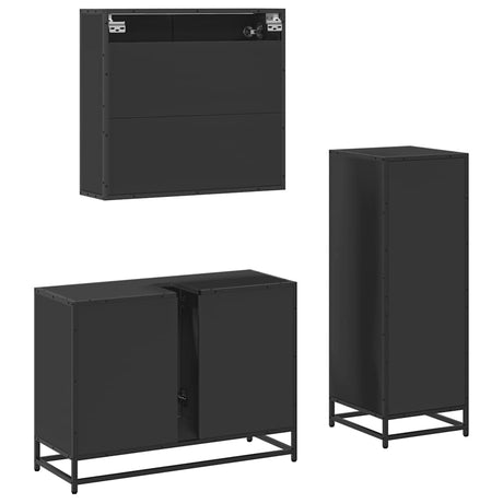 3 Piece Bathroom Furniture Set Engineered Wood