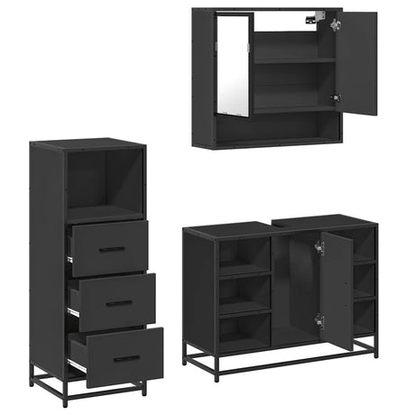 3 Piece Bathroom Furniture Set Engineered Wood