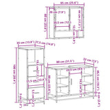 3 Piece Bathroom Furniture Set Engineered Wood
