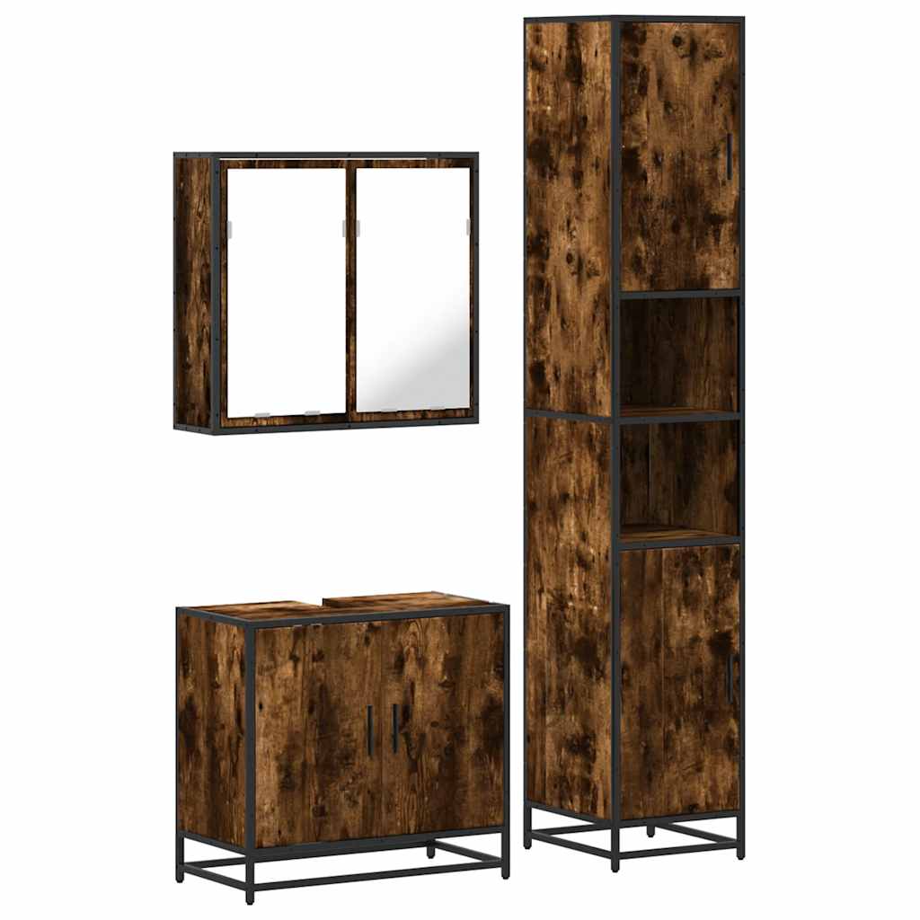 3 Piece Bathroom Furniture Set Engineered Wood