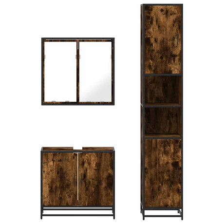 3 Piece Bathroom Furniture Set Engineered Wood