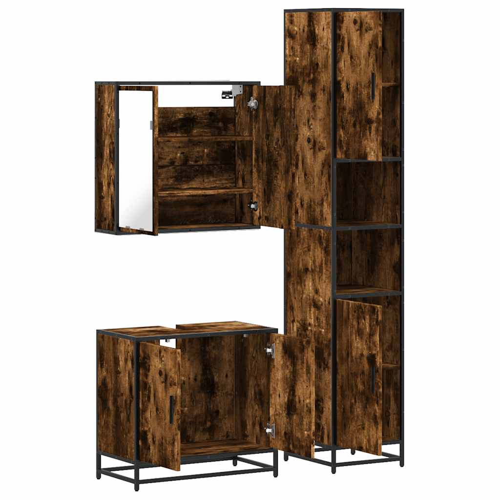 3 Piece Bathroom Furniture Set Engineered Wood
