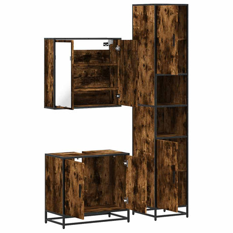 3 Piece Bathroom Furniture Set Engineered Wood
