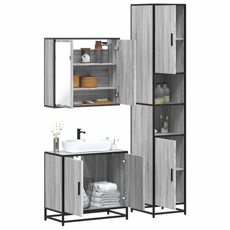 3 Piece Bathroom Furniture Set Engineered Wood