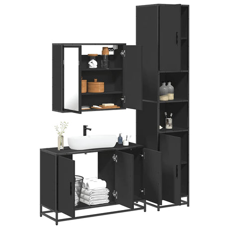 3 Piece Bathroom Furniture Set Engineered Wood