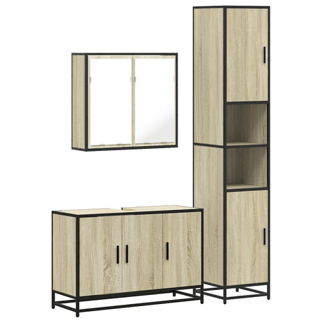 3 Piece Bathroom Furniture Set Engineered Wood