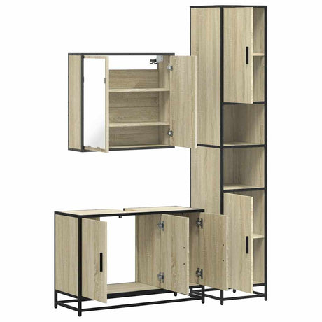 3 Piece Bathroom Furniture Set Engineered Wood