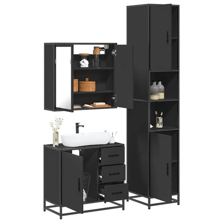 3 Piece Bathroom Furniture Set Engineered Wood