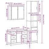 3 Piece Bathroom Furniture Set Engineered Wood