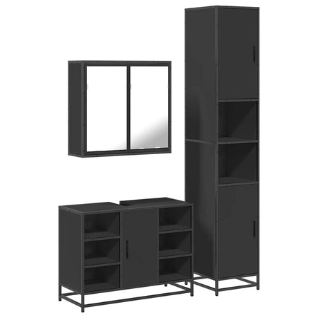 3 Piece Bathroom Furniture Set Engineered Wood