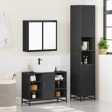 3 Piece Bathroom Furniture Set Engineered Wood