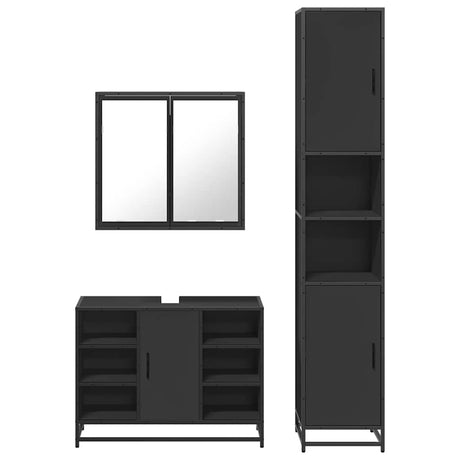 3 Piece Bathroom Furniture Set Engineered Wood