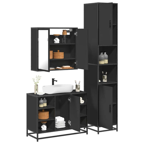 3 Piece Bathroom Furniture Set Engineered Wood