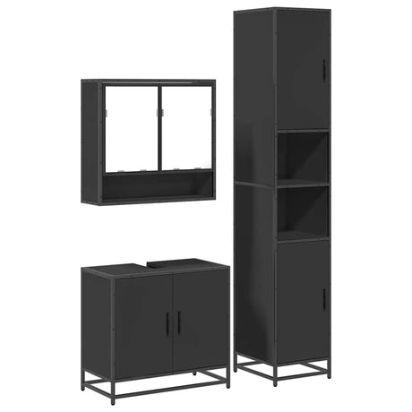 3 Piece Bathroom Furniture Set Engineered Wood