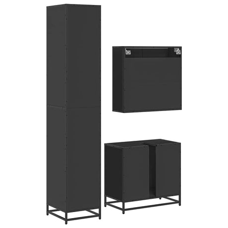 3 Piece Bathroom Furniture Set Engineered Wood