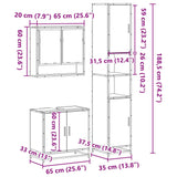 3 Piece Bathroom Furniture Set Engineered Wood