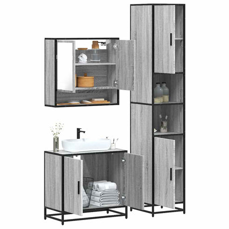 3 Piece Bathroom Furniture Set Engineered Wood
