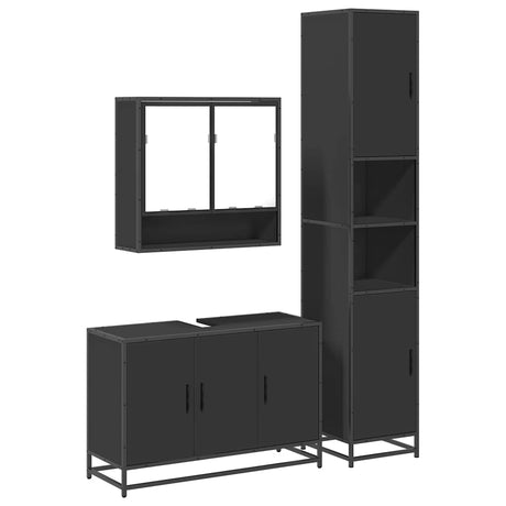 3 Piece Bathroom Furniture Set Engineered Wood