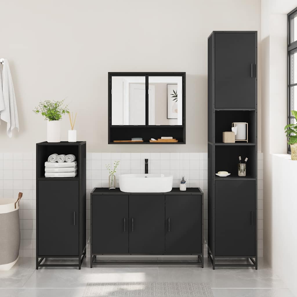 3 Piece Bathroom Furniture Set Engineered Wood