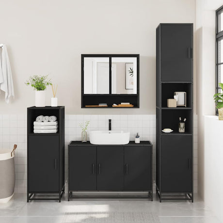 3 Piece Bathroom Furniture Set Engineered Wood