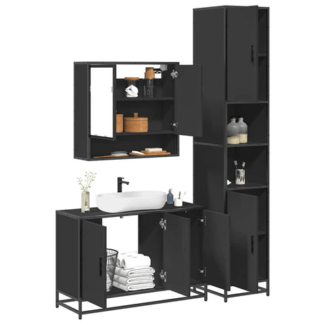 3 Piece Bathroom Furniture Set Engineered Wood