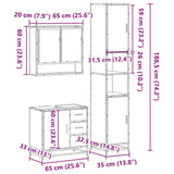 3 Piece Bathroom Furniture Set Engineered Wood