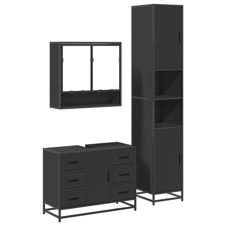 3 Piece Bathroom Furniture Set Engineered Wood