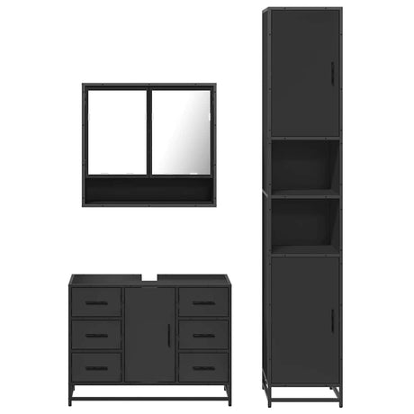 3 Piece Bathroom Furniture Set Engineered Wood