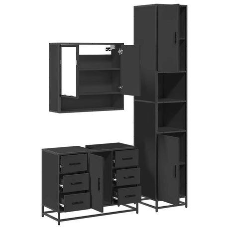 3 Piece Bathroom Furniture Set Engineered Wood
