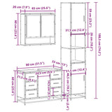 3 Piece Bathroom Furniture Set Engineered Wood