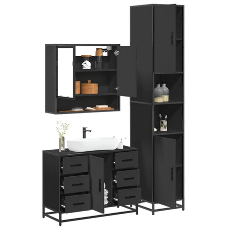 3 Piece Bathroom Furniture Set Engineered Wood