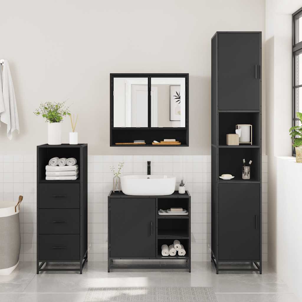 3 Piece Bathroom Furniture Set Engineered Wood