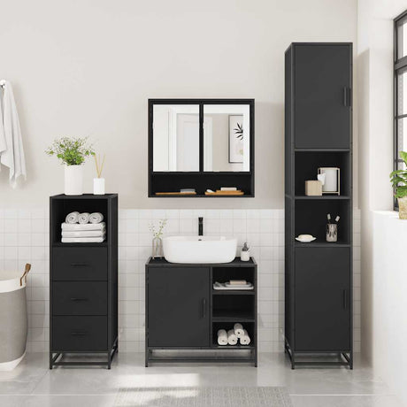 3 Piece Bathroom Furniture Set Engineered Wood