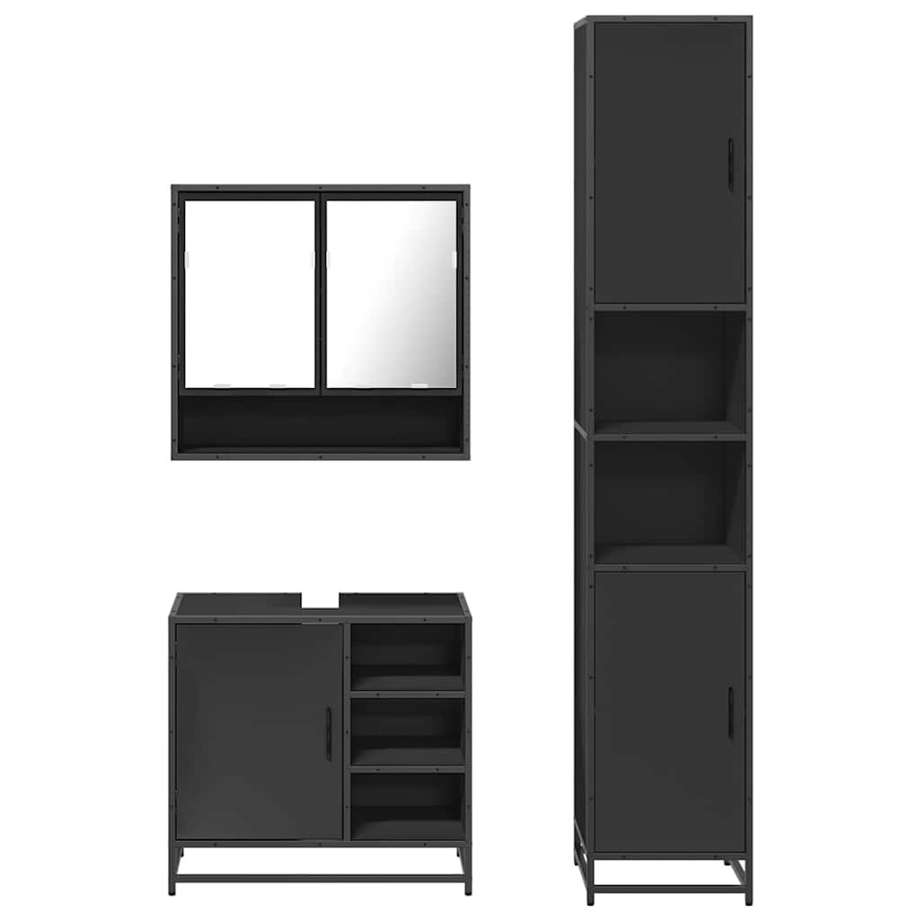 3 Piece Bathroom Furniture Set Engineered Wood