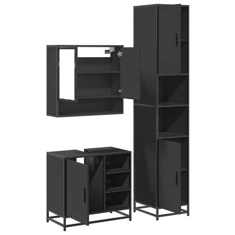 3 Piece Bathroom Furniture Set Engineered Wood