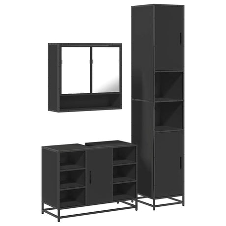3 Piece Bathroom Furniture Set Engineered Wood
